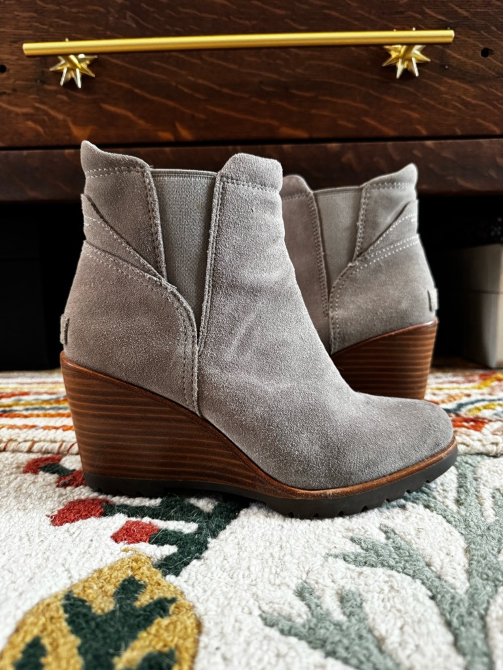 Sorel Grey Suede Wedge Ankle Boots